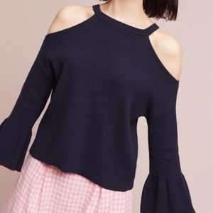 Knitted & Knotted Navy Cold Shoulder Sweater XS